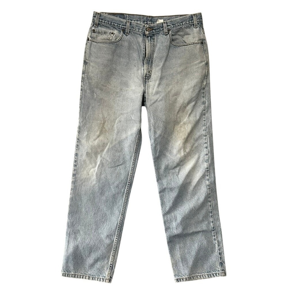 Levi's 590 Mens Light Wash Stained Straight Leg Denim Jeans Blue 36x31